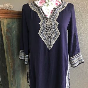 Rich Purple Tunic w/ Gold Embroidery Detail
